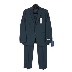 Kenneth Cole Reaction Mens Slim Fit 2 Piece Suit 40S 33x30 Dark Green Solid NWT